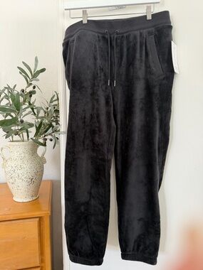 NWT Athleta Recover Cozy Black Plush Drawstring Joggers size L